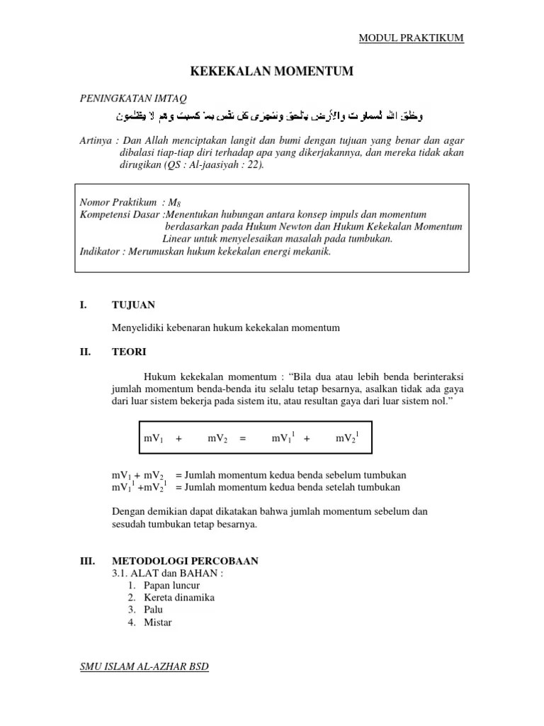 Kekekalan Momentum | PDF