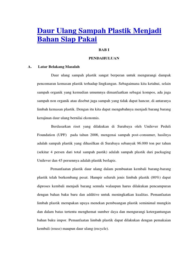 Daur Ulang Sampah Plastik Menjadi Bahan Siap Pakai | PDF