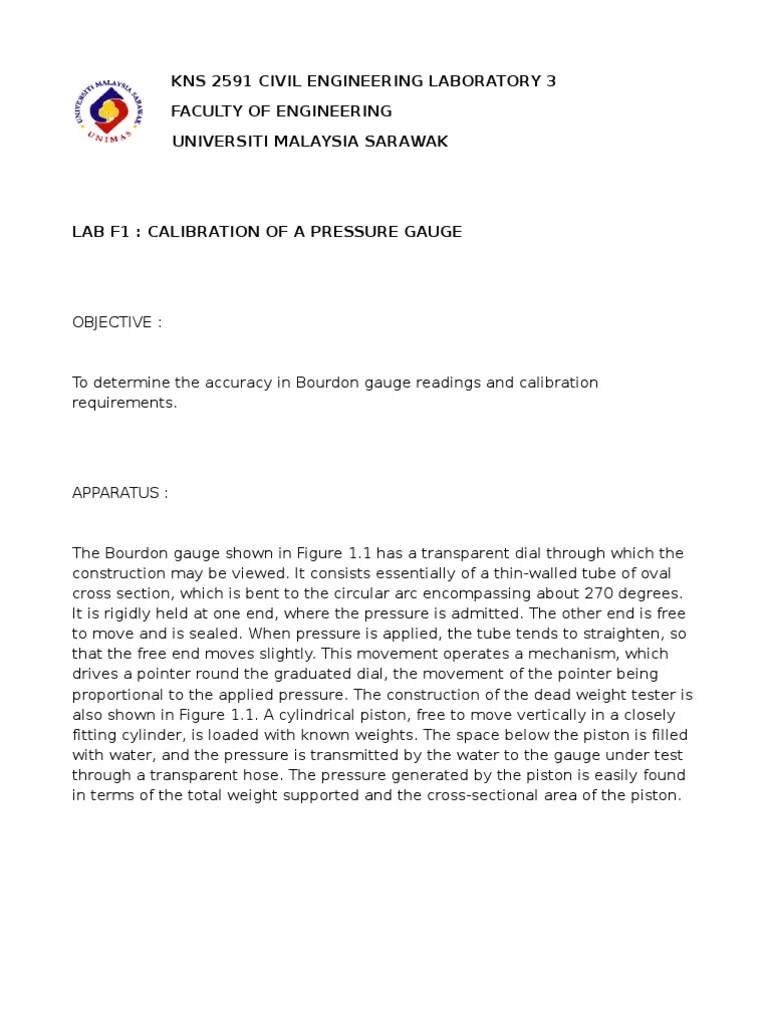 73051220 Calibration Of A Pressure Gauge Grp 7 Set of Test weights iii.