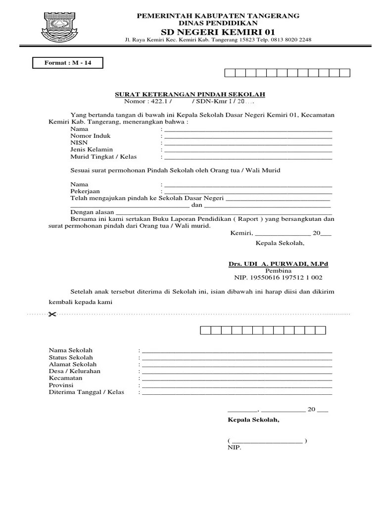 Demikian permohonan ini saya ajukan, atas perhatian bapak atas surat saya ini, saya ucapkan terima kasih. Surat Keterangan Pindah Sekolah Pdf Pdf