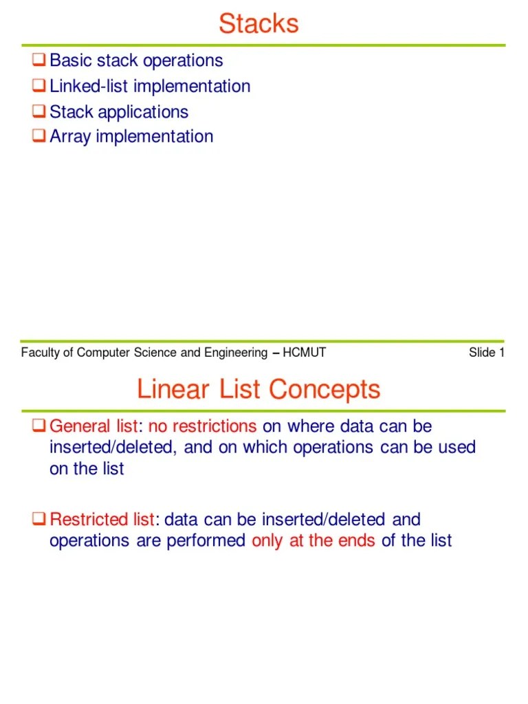 Stacks: Basic Stack Operations Linked-List Implementation Stack ...