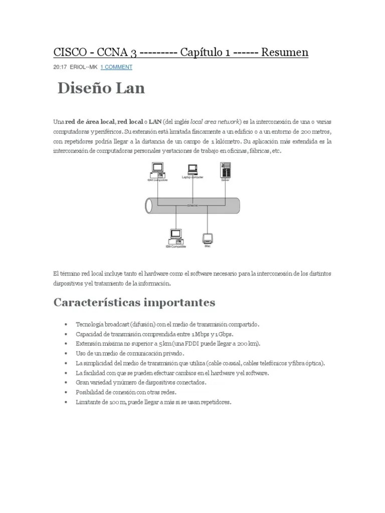 CCNA 3 Resumen Capitulos 1 Al 7 | PDF | Conmutador De Red | Duplex ...