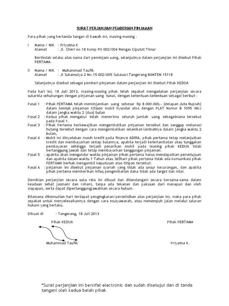 Contoh Surat Pinjaman Duit Suratmenyurat Net Cute766