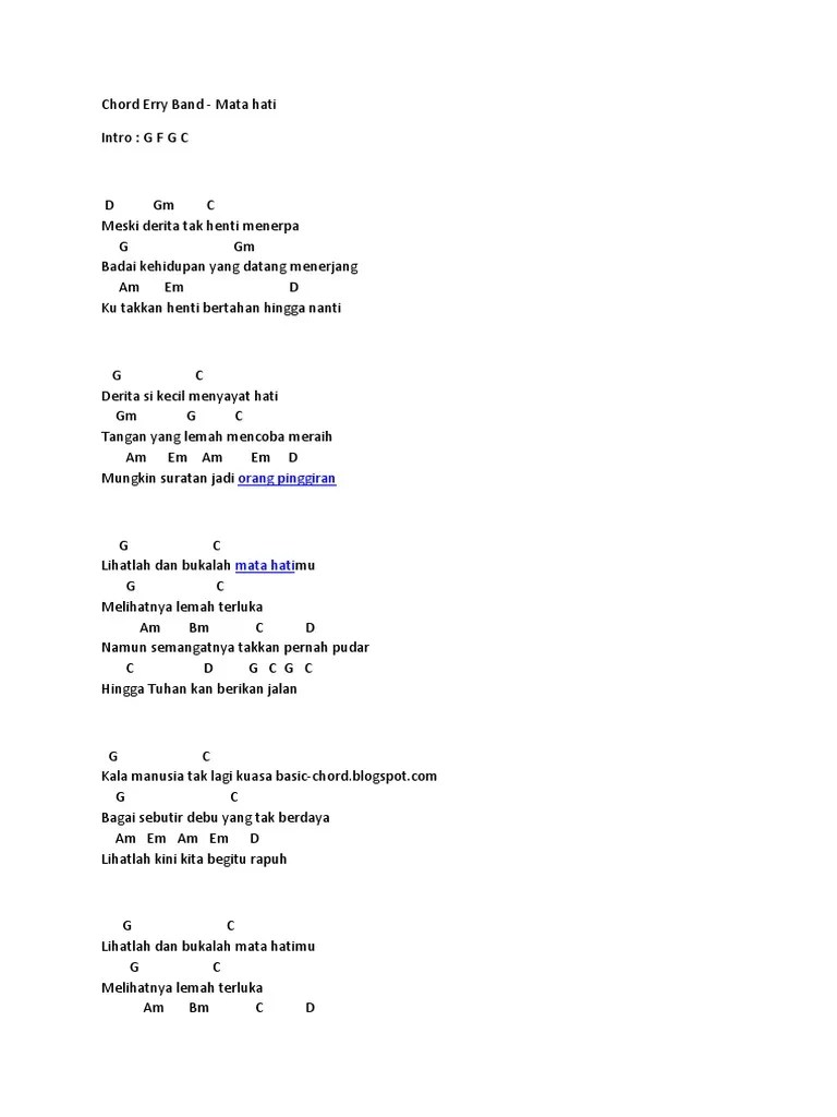 Chord Gitar Lagu Hati Yang Terluka