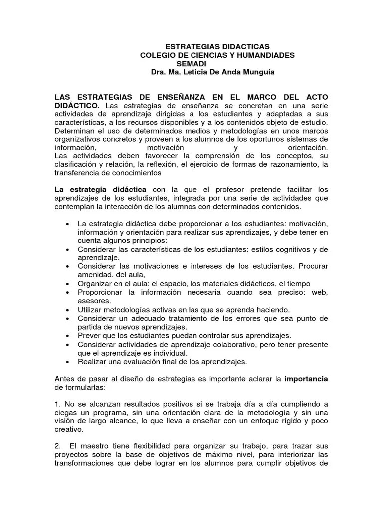 Estrategias PDF | PDF | Maestros | Aprendizaje