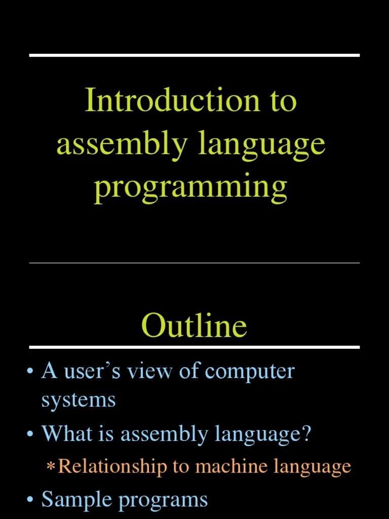 Intro To Assembly Language | PDF | Assembly Language | Instruction Set