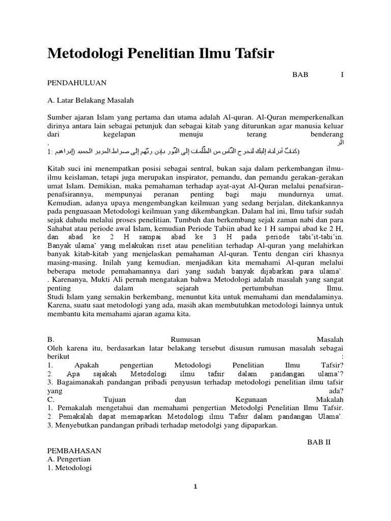 Metodologi Penelitian Ilmu Tafsir | PDF