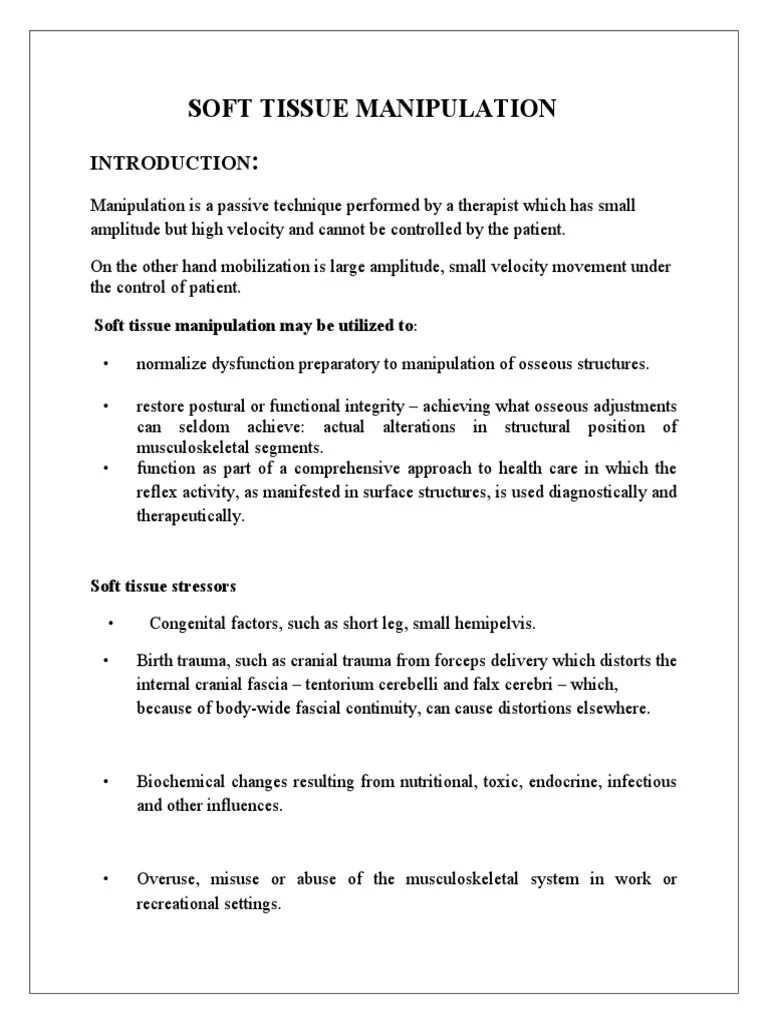 Soft Tissue Manipulation May Be Utilized To | PDF | Myofascial Trigger ...