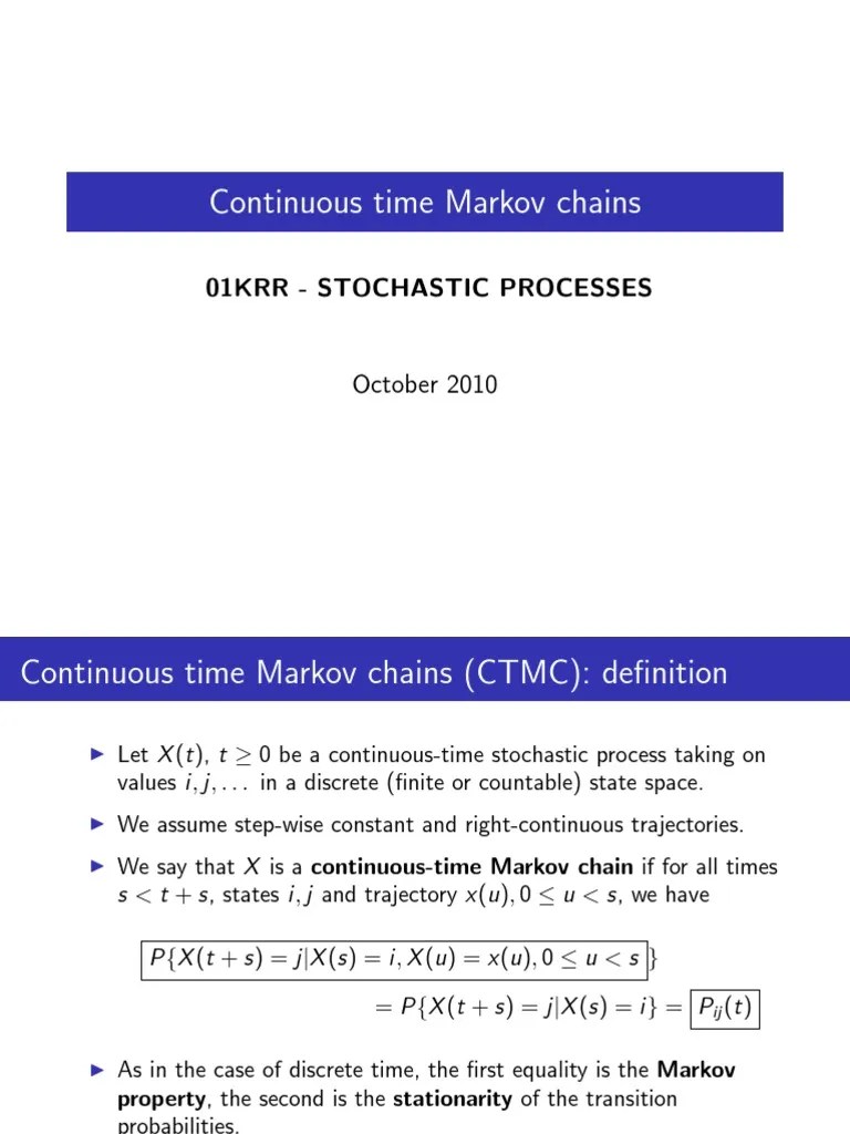 Continuous Time Markov Chains | PDF | Stochastic Process | Markov Chain