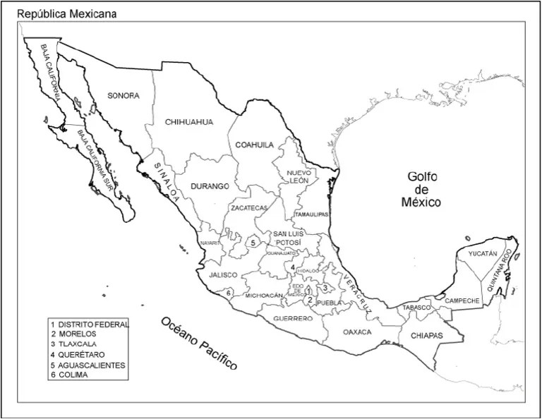 Mapa de méxico con division politica