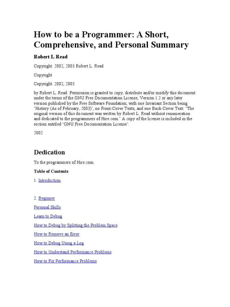 How To Be A Programmer | PDF