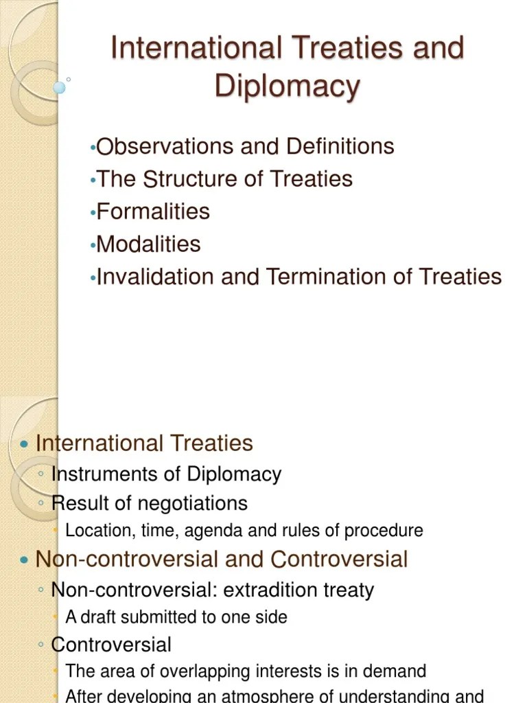 International Treaties And Diplomacy.ppt | Treaty | Ratification