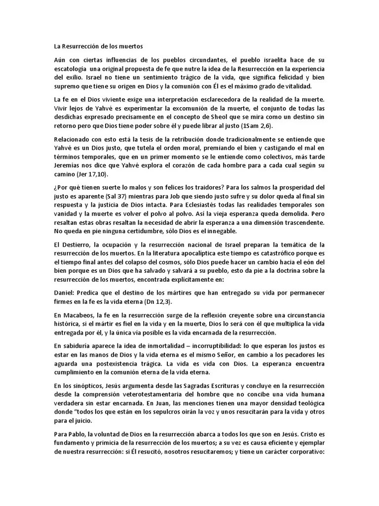 La Doctrina De La Resurrección De Los Muertos En La Biblia Y Su Diferencia Con La Reencarnación ...