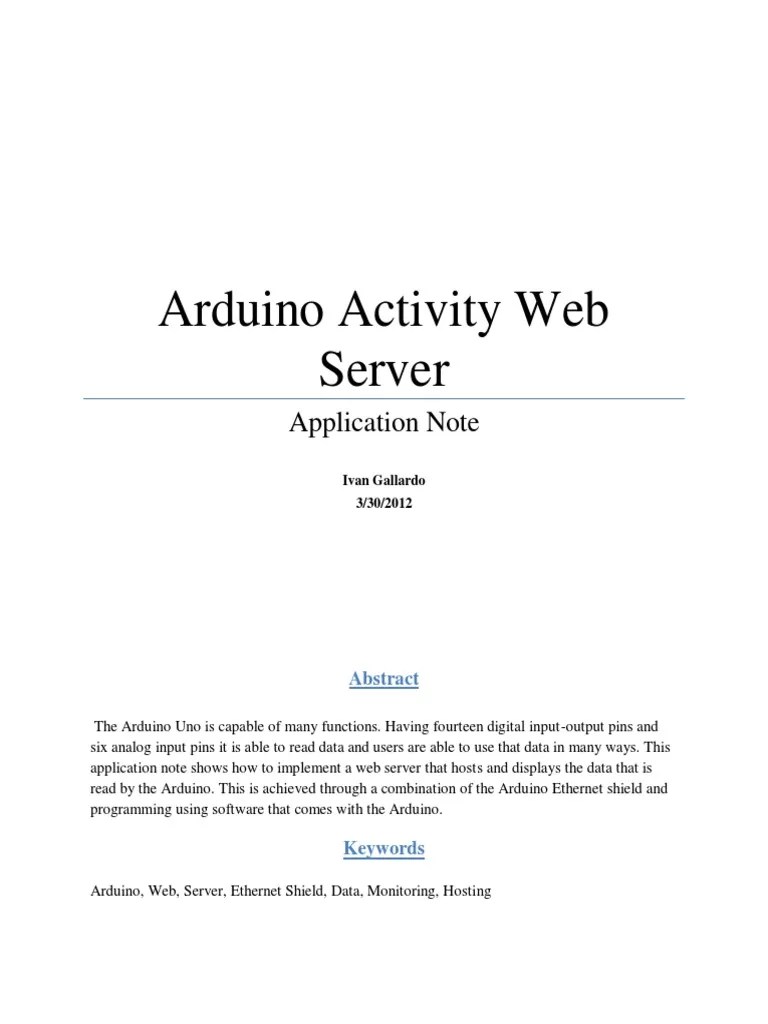 Web Server PDF | PDF | Arduino | Hypertext Transfer Protocol