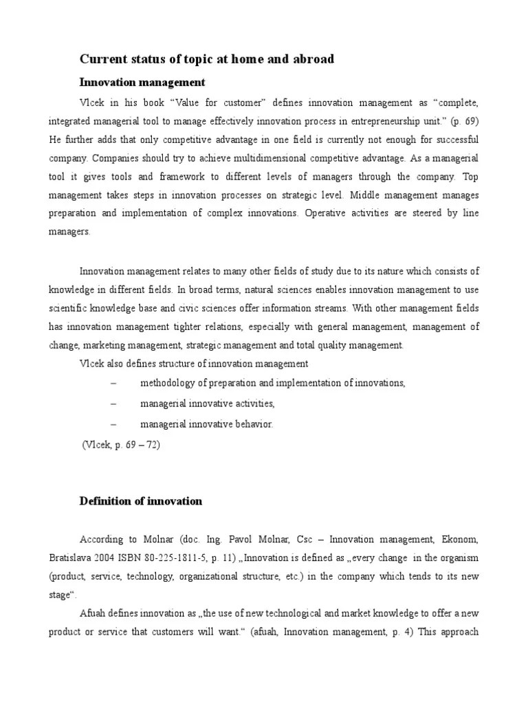 Innovation Management: Defining Innovation, Competitiveness, And The Relationship Between ...