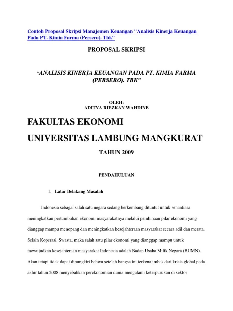 Oleh karena itu laporan keuangan . Contoh Proposal Skripsi Manajemen Keuangan 3 Variabel