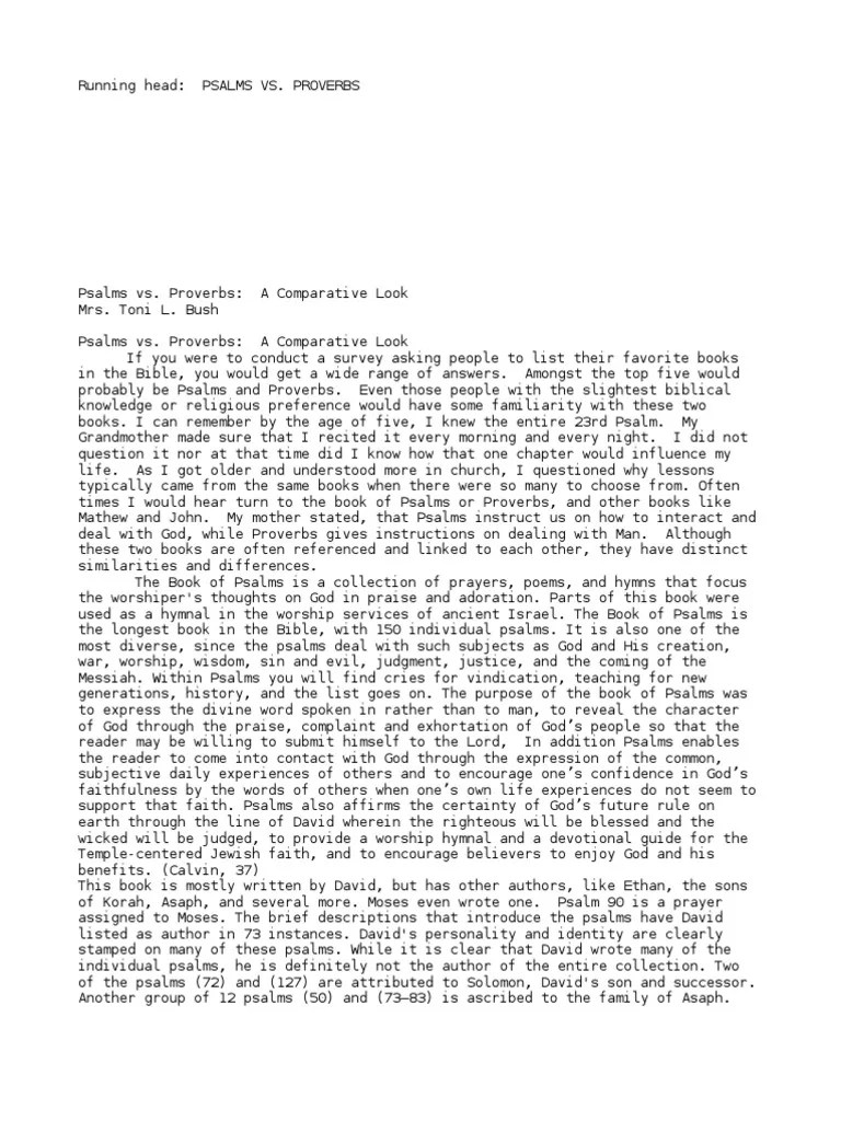 Proverbs And Psalms | PDF | Book Of Proverbs | Psalms