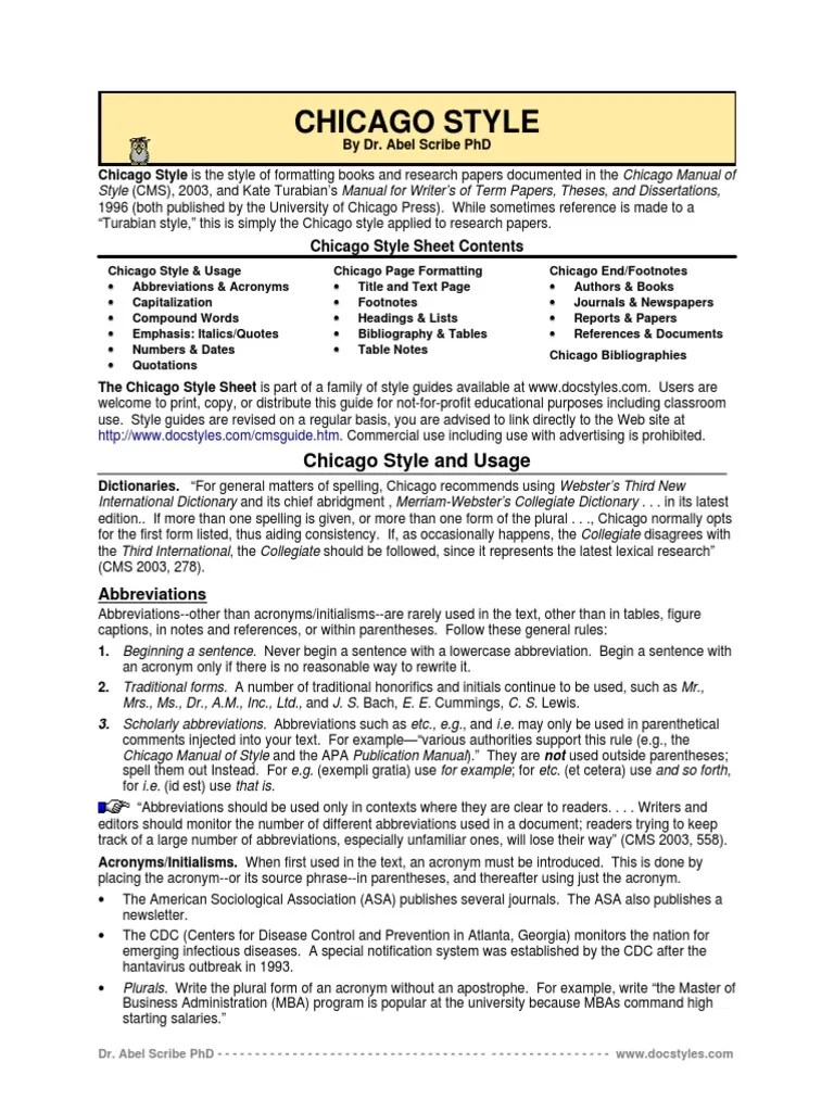 Chicago Style PDF | PDF
