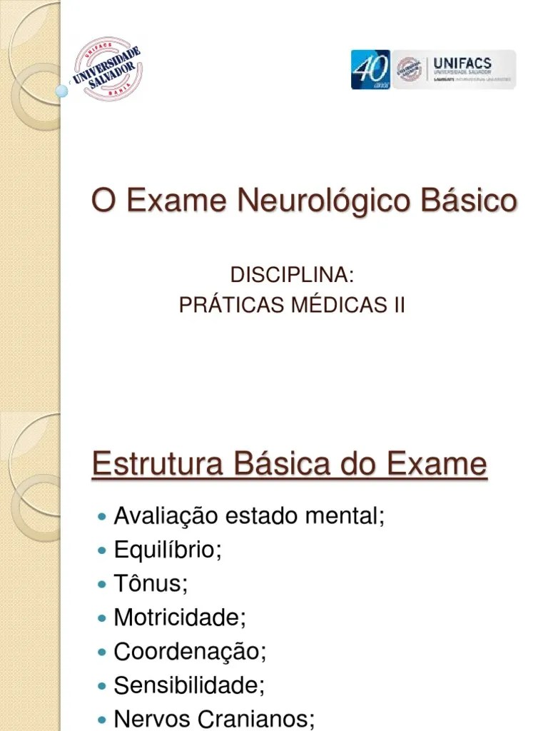 4 - O Exame Neurológico Básico | PDF | Neurociência | Neurologia