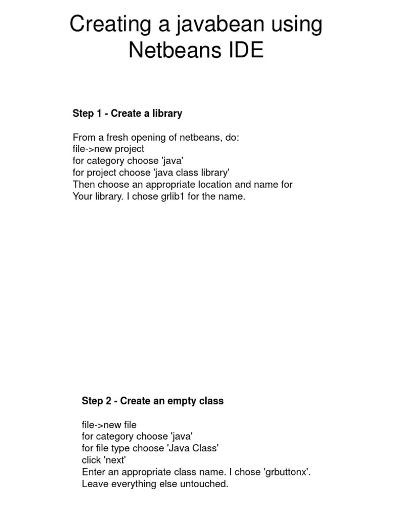 Creating A Javabean Using Netbeans IDE | PDF | Net Beans | Applications ...