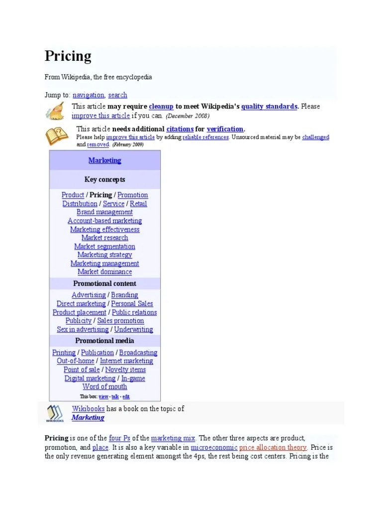 Pricing: Navigation Search Improve This Article | PDF | Price Discrimination | Prices