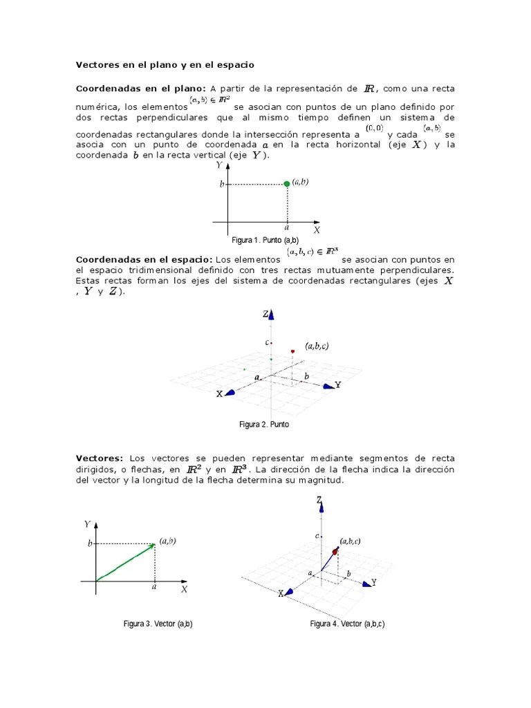 Vectores En El Plano Y En El Espacio (Original) | PDF | Vector Euclidiano | Espacio Vectorial