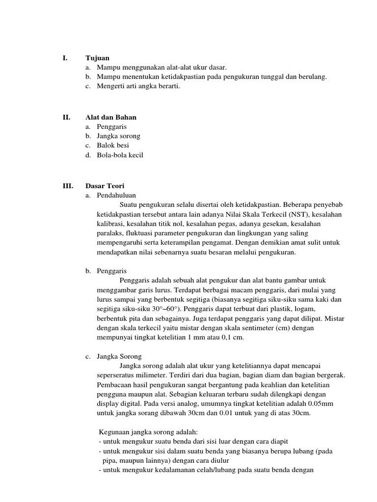 Laporan Tetap Pengukuran Dan Ketidakpastian | PDF