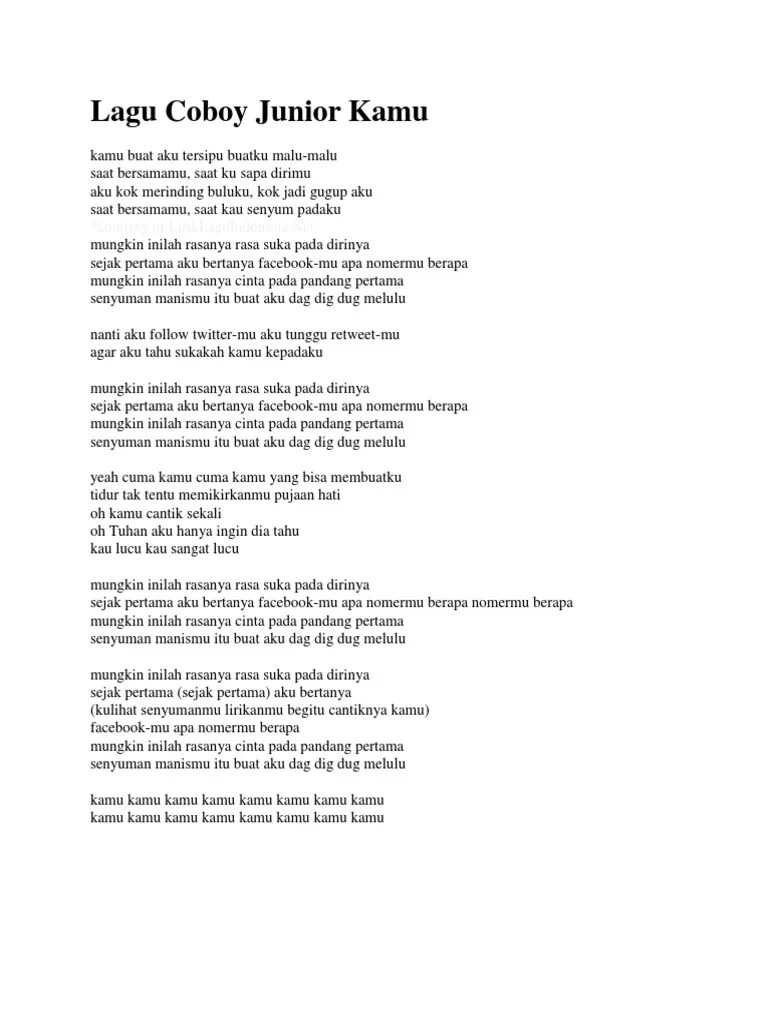 Lirik Lagu Coboy Junior Kamu Lyrics | PDF