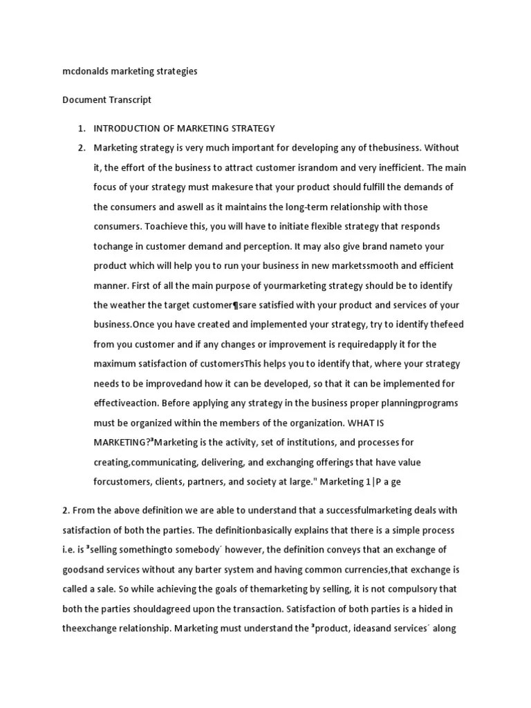 Mcdonalds Marketing Strategies | PDF | Promotion (Marketing ...
