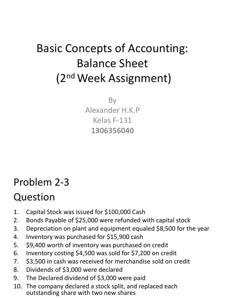 Basic Concepts Of Accounting (Balance Sheet) | PDF | Balance Sheet ...
