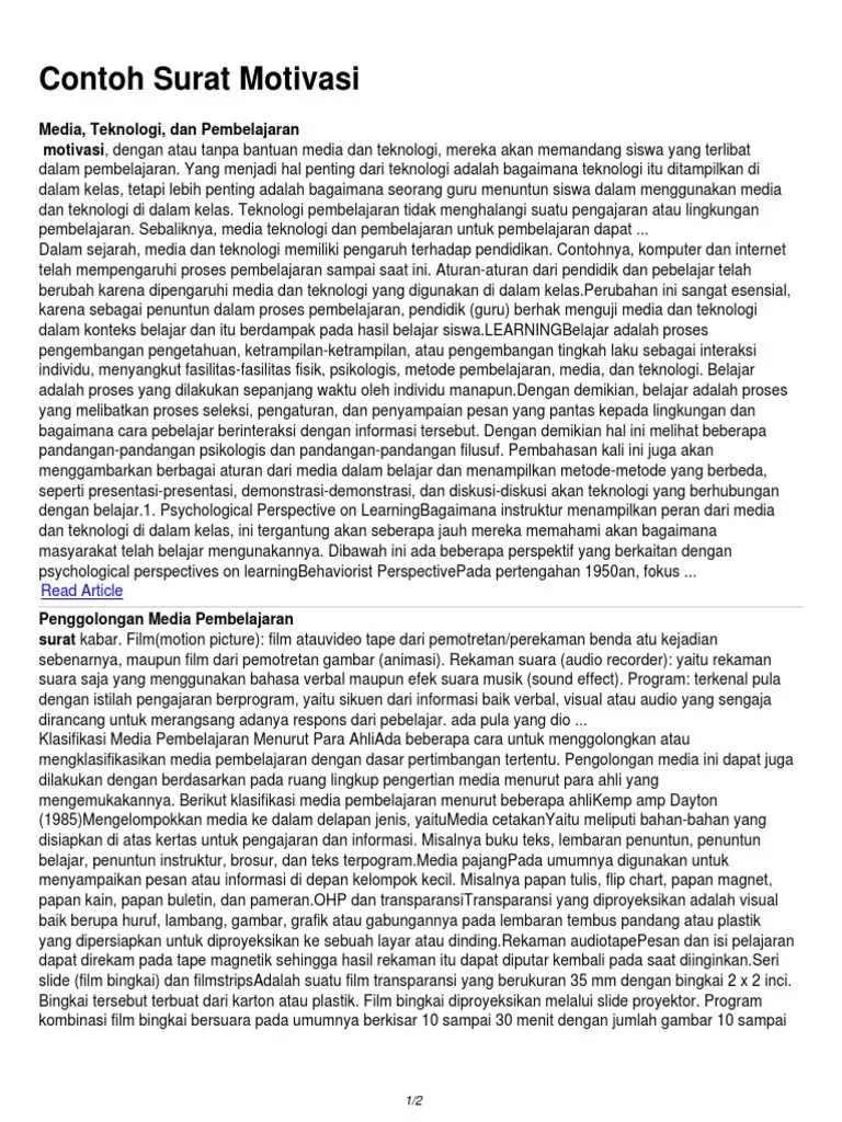 Pertanyaan yang diambil adalah topic yang sedang hangat dibicarakan, dan menjadi isu nasional. Contoh Surat Motivasi Pdf