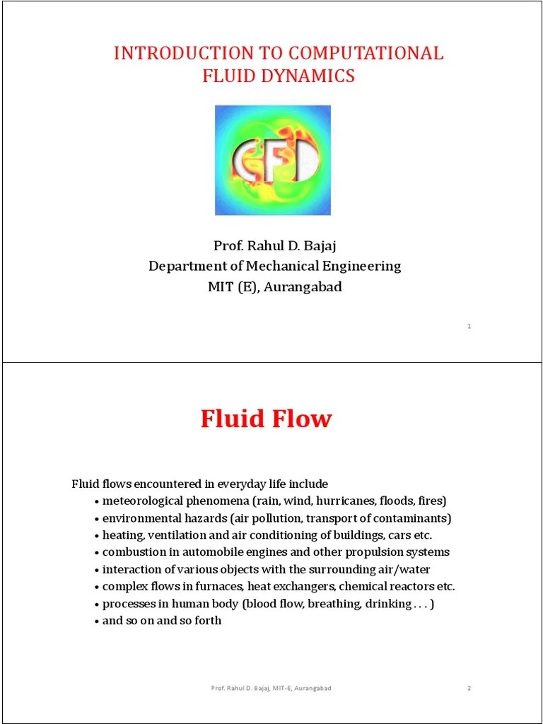 Fluid Flow: Introduction To Computational Fluid Dynamics | PDF ...