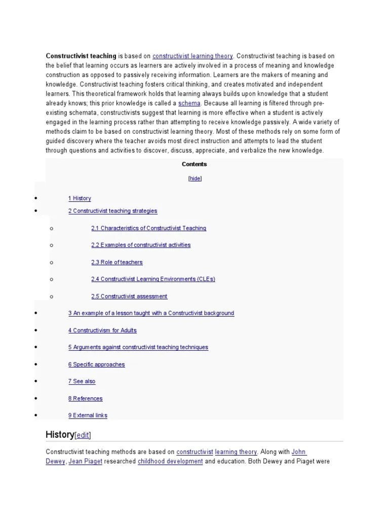 Constructivist Teaching | PDF | Constructivism (Philosophy Of Education ...