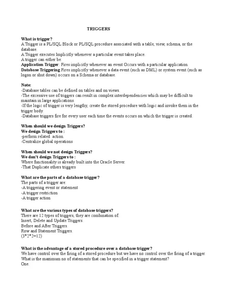 Triggers | PDF | Pl/Sql | Oracle Database