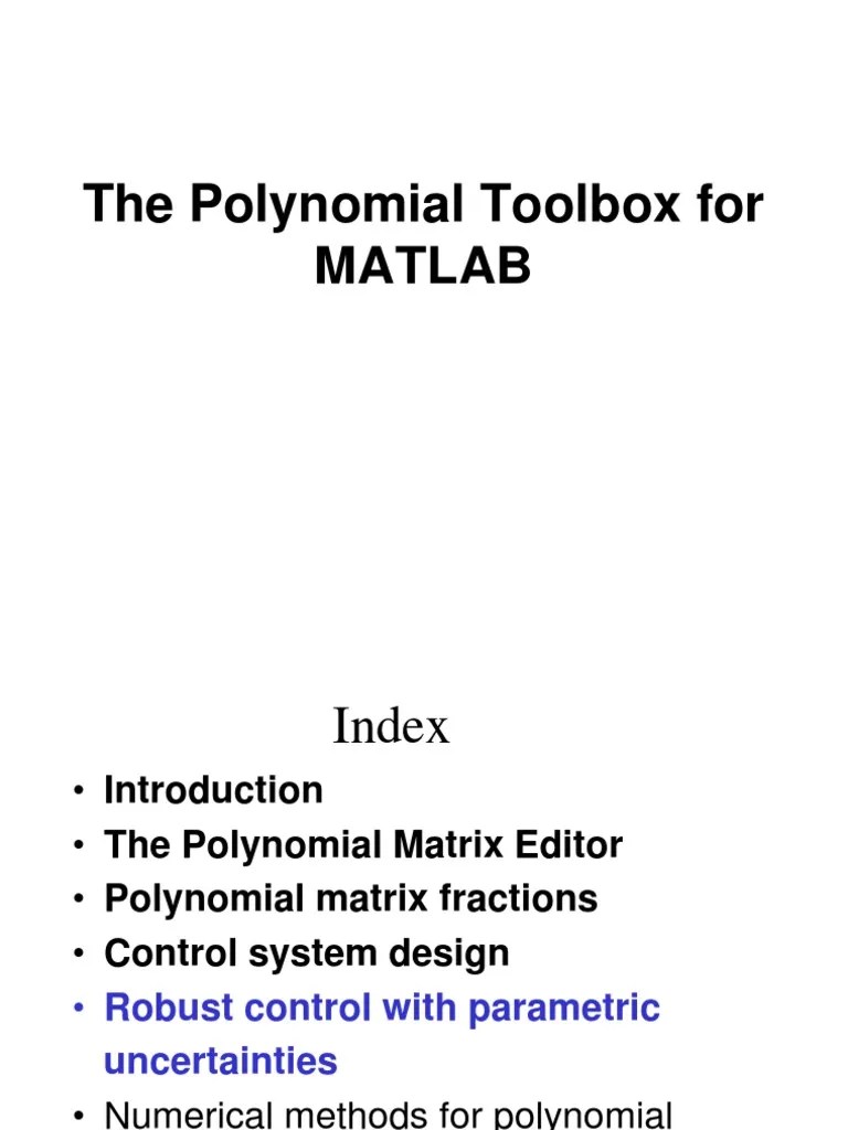 The Polynomial Toolbox For MATLAB | PDF | Matrix (Mathematics ...