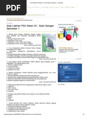 Soal Pkn Kelas 7 Semester 1 2 Dan Kunci Jawabannya Kurikulum 2013 Ktsp Pilihan Ganda Essay Biologizone Latihan Soal PKn SMP Kls 7 Bab I Norma Bermasyarakat 0913 Soal PKn SMP Kls VII 13 comments I.