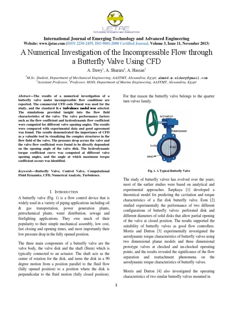 A Numerical Investigation Of The Incompressible Flow Through A ...