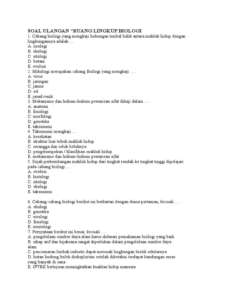 Soal koordinasi remedial kelas ix smp; Conto Soal Pg Ruang Lingkup Biologi Pdf