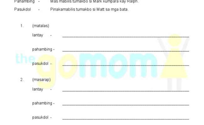 pang uri kaantasan ng pang uri worksheet set c otosection