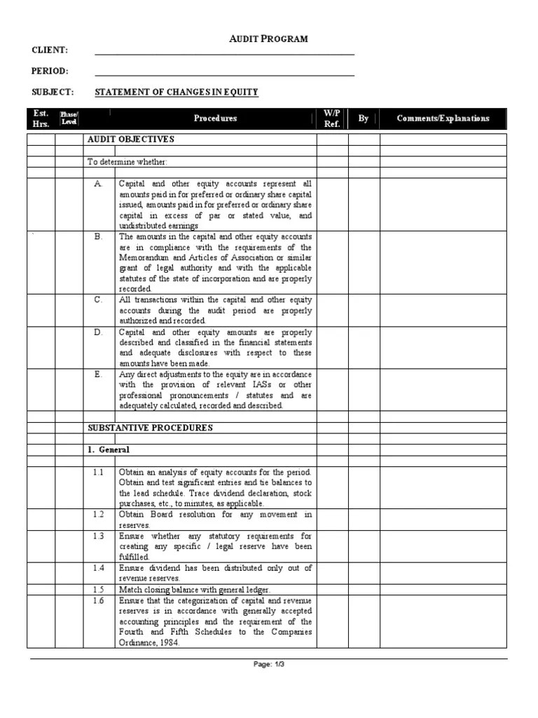 Audit Programme | PDF | Audit | Equity (Finance)