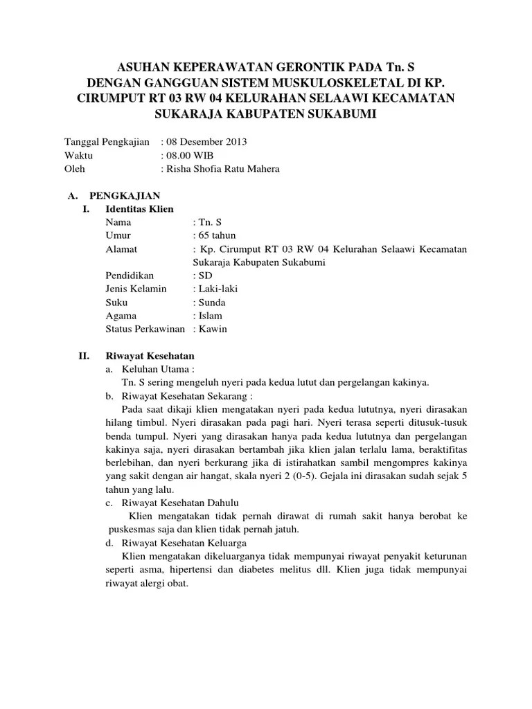 Yang telah dilakukan sesuai dengan rencana tindakan asuhan keperawatan pada. Askep Gerontik Pada Tn S Dengan Rematik Pdf