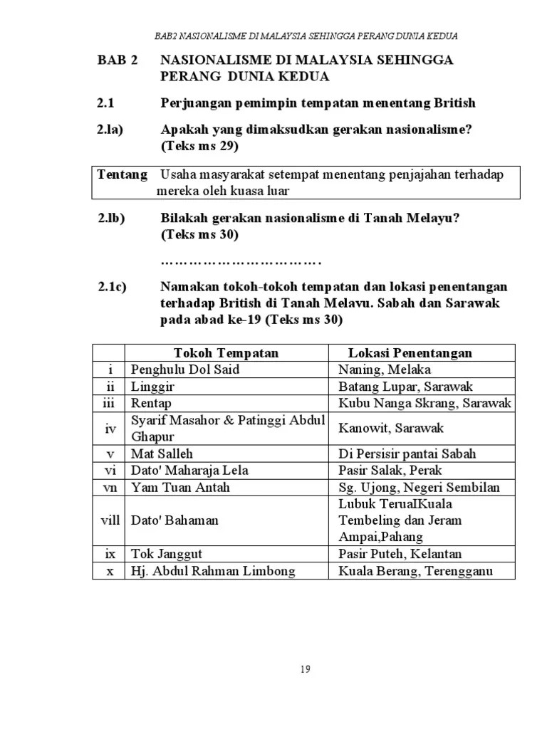 Nota Ringkas Sejarah Tingkatan 4 Bab 2 Kebangkitan Nasionalisme / Kebangkitan Nasionalisme Worksheet