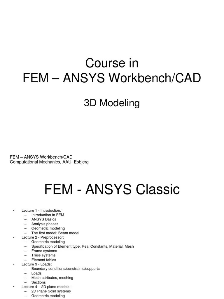 FEM ANSYS Workbench 3d Modeling | PDF | Finite Element Method | 3 D ...