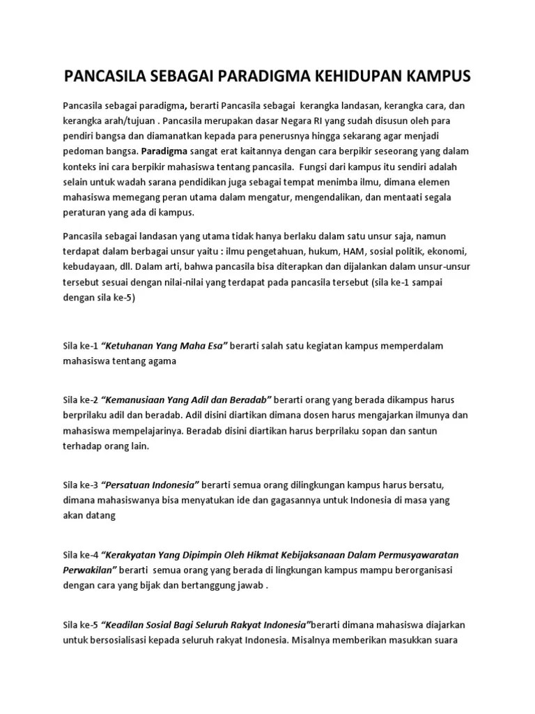 Pancasila Sebagai Paradigma Kehidupan Kampus | PDF