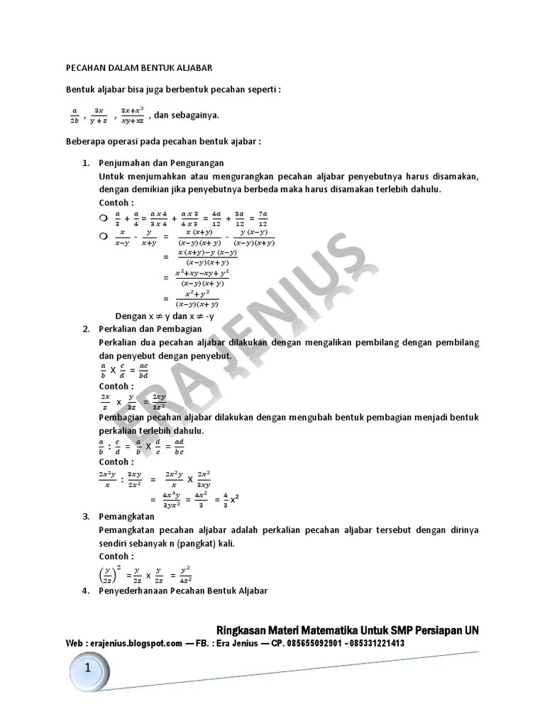 Contoh Soal Aljabar Kelas 7 Smp Plus Jawaban Dan Pembahasan Juragan Les Contoh Soal Pangkat dan Akar Kelas 9 SMP plus Kunci Jawaban.