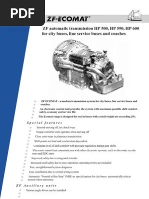 This set includes pdf function description, troubleshooting information, wiring diagrams for zf automatic gearbox 4/5hp500, 590, 600. Zf Ecomat Data Pdf