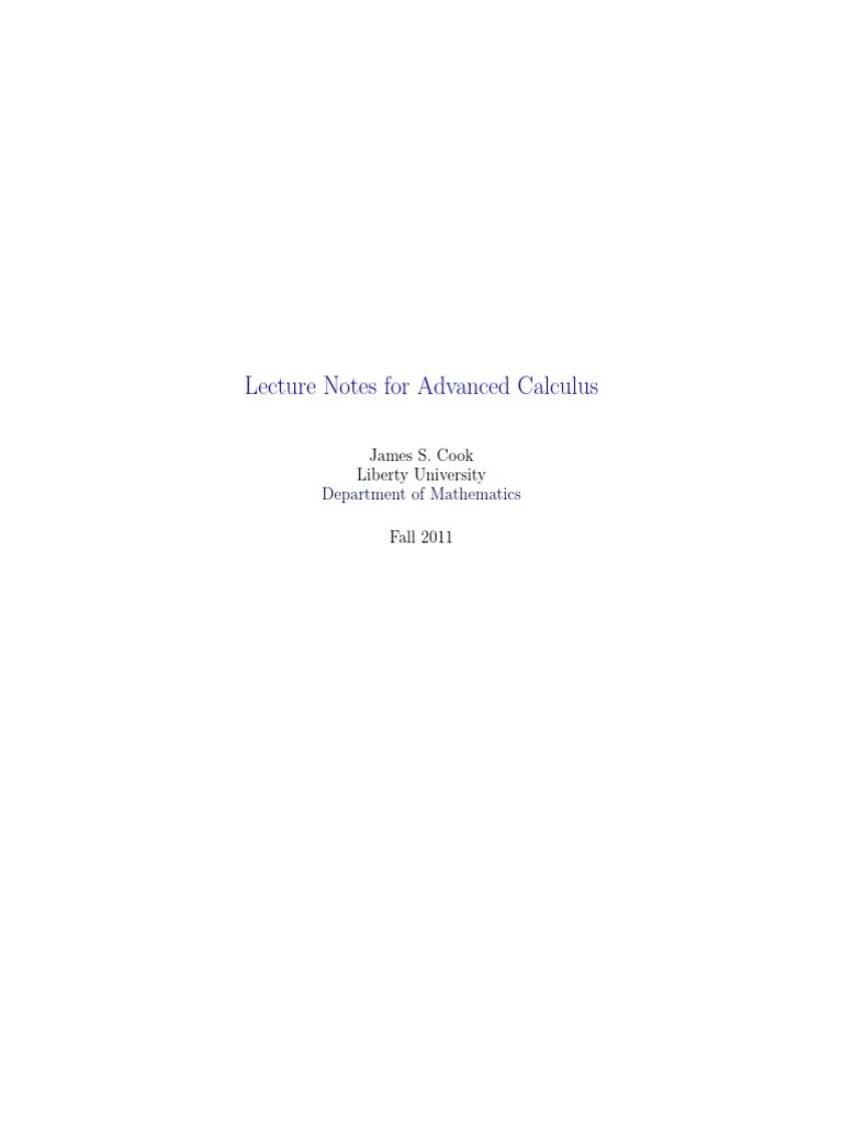 Advanced Calculus Notes | PDF | Real Number | Vector Space