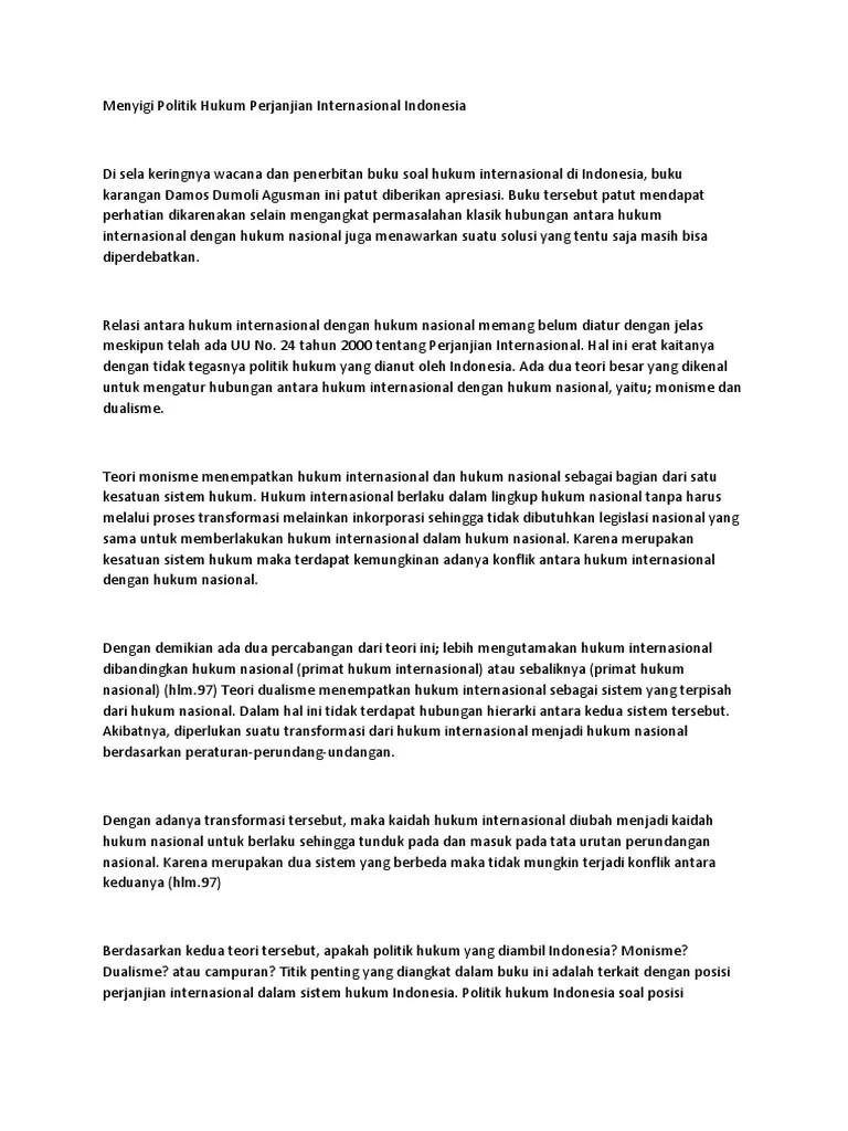 Menyigi Politik Hukum Perjanjian Internasional Indonesia