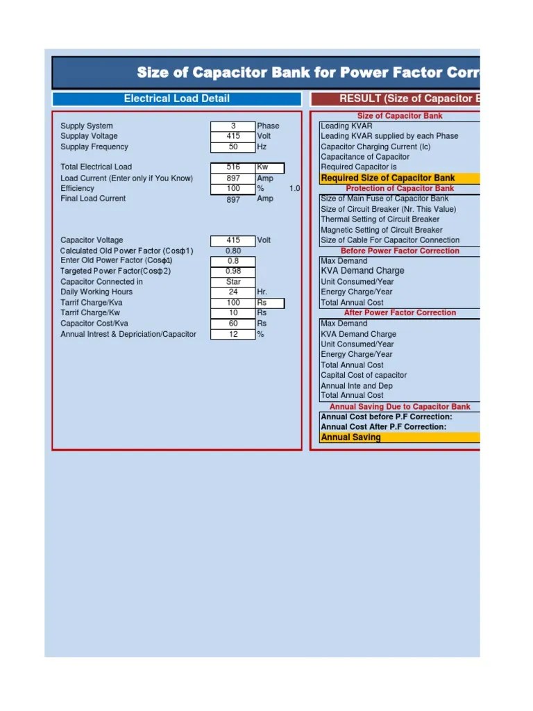 Sizing Capacitor Banks Power Factor Correction Capacitor