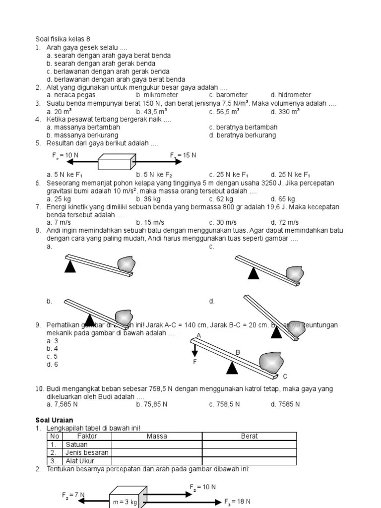 Soal Fisika Kelas 8 | PDF